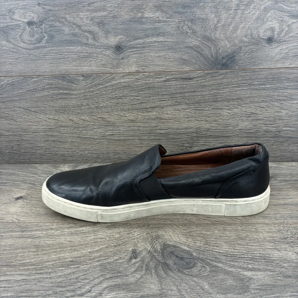 Frye Mens Black Leather Slip On Sneakers Casual Loafers Shoes Size 11M